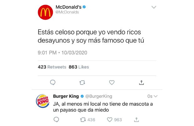 ejemplo de inbound marketing en redes sociales entre McDonald's y Burger King